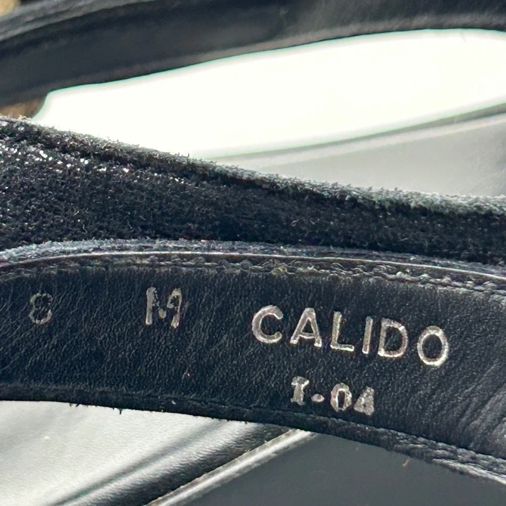 Donald J Pliner Calido Sandals Womens 8 Black Floral Wedge Platform Y2K Italy‎